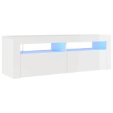 Cumpara ieftin Comoda TV cu lumini LED, alb extralucios, 120x35x40 cm