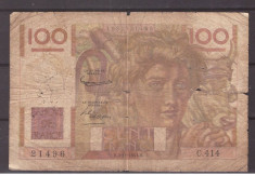 Franta 1951(2-11) - 100 francs, deteriorata foto