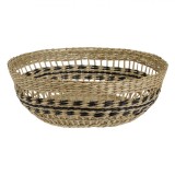 Fructieră Rotundă, 28.5x9.5cm, Iarbă de Mare, Bej cu Dungă Neagră, Oem
