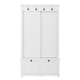 Dulap de hol cu uși glisante și compartiment pentru pantofi integrat, sistem de depozitare multifuncțional cu c&acirc;rlige, 100x50x180 cm, Alb