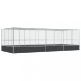 Cumpara ieftin Voliera Pasari Otel Galvanizat Argintiu 725x307x212cm Extensie Spatioasa Antracit Cusca Papagali Perusi Sigura
