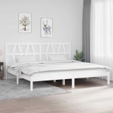 Cumpara ieftin Cadru de pat, alb, 200x200 cm, lemn masiv de pin