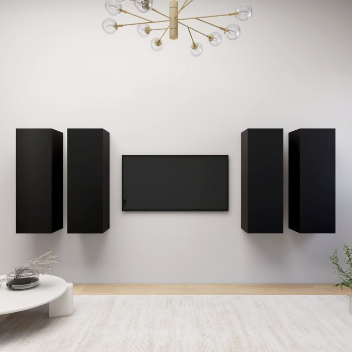 vidaXL Comode TV, 4 buc., negru, 30,5x30x90 cm, PAL
