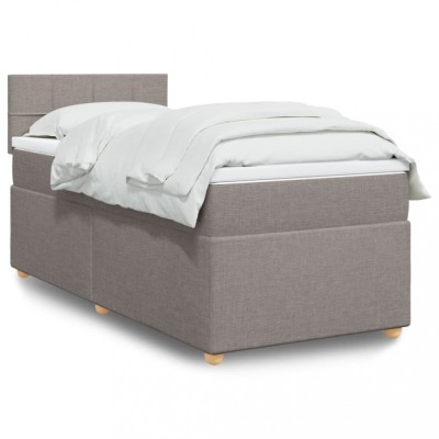 vidaXL Pat box spring cu saltea, gri taupe, 90x190 cm, textil 3288839 foto