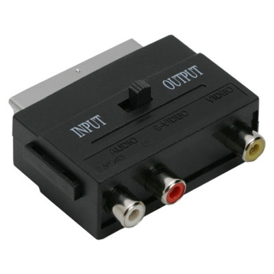 Adaptor EURO RCA soclu 3x RCA - fisa EUROSCART cu comutator IN-OUT 05161 foto