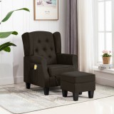 vidaXL Fotoliu de masaj cu taburet, maro &icirc;nchis, material textil