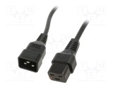 Cablu IEC C19 mamă - IEC C20 tată 2m cu blocare, negru - SCHAFFNER