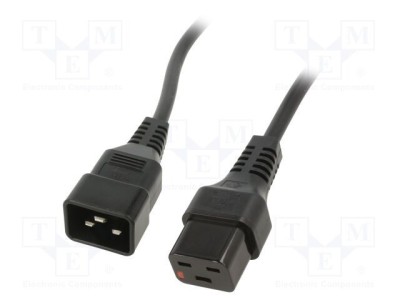 Cablu IEC C19 mamă - IEC C20 tată 2m cu blocare, negru - SCHAFFNER foto