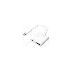 Cablu HDMI soclu, USB C mufa, USB C Power Delivery, USB 3.0, lungime 140mm, {{Culoare izola&#355;ie}}, LOGILINK - UA0257