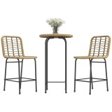 Outsunny Set 3 piese 1 masă rotundă &icirc;naltă design boem + 2 tabureți rotunzi cu suport pentru picioare din metal pentru 2 persoane natural | Aosom Roma