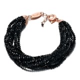 Cumpara ieftin Brățară Damă Argint 925 Placată Aur Roz cu Agat Negru Fațetat Mystique, 19-24cm, Ajustabilă, Made in Italy + Cutie Cadou