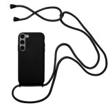Husa compatibila cu samsung galaxy s23 plus, strap, cu snur prindere gat regrabil, camera protect, antishock, negru