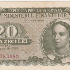 ROMANIA RPR 20 LEI 1950 aXF