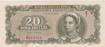 ROMANIA RPR 20 LEI 1950 aXF foto