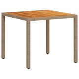 Cumpara ieftin Masa de gradina, bej, 90x90x75 cm, poliratan si lemn acacia