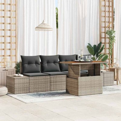 vidaXL Set de masă pentru grădină 5 pcs Gri și Brown 100 x 55 x 73 cm 3349894 foto
