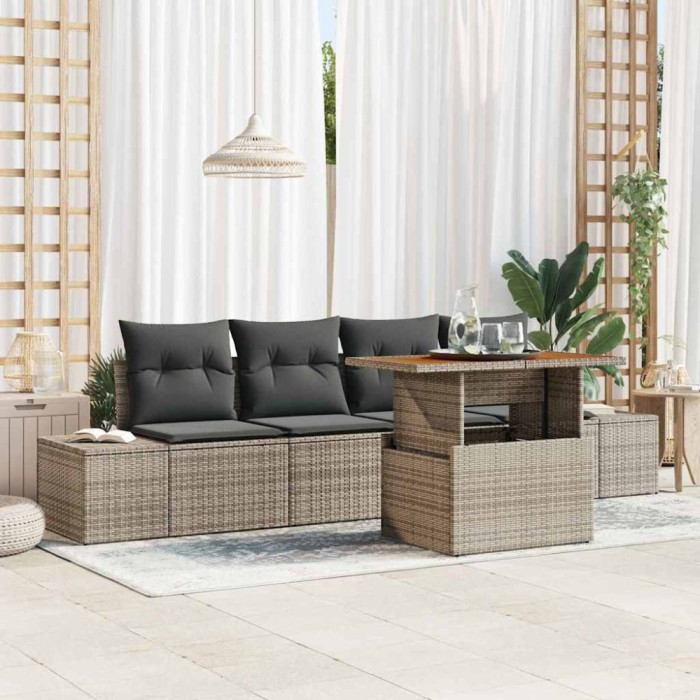 vidaXL Set de masă pentru grădină 5 pcs Gri și Brown 100 x 55 x 73 cm 3349894
