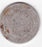 Romania 1 leu 1884, Argint