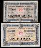 Franța: Lot 50 Centime &amp; 1 Franc 1926, Camera Comert Troyes, UNC, Serii foto. Bancnote Necirculate