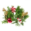 Inel Decorativ Crăciun, Glitter Verde, Cerbi Aurii, Bile Roșii, 14 cm, Oem