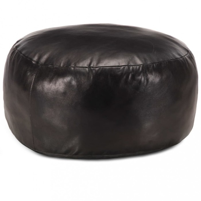 vidaXL Fotoliu puf, negru, 60 x 30 cm, piele naturală de capră 248140