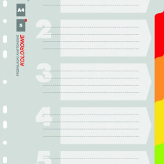 Separatoare Carton Color, A4, 170g/mp, 5 Culori/set, Office Products