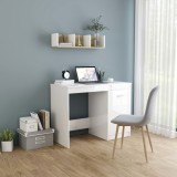 Gossi birou, alb extralucios, 100x50x76 cm, lemn prelucrat