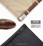 Cumpara ieftin Set 2 Curele Barbati CHAOREN, Piele Naturala, Catarama Automata Ratchet, 35mm, Negru si Maro