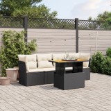 Gossi set mobilier de gradina cu perne, 5 piese, negru, poliratan
