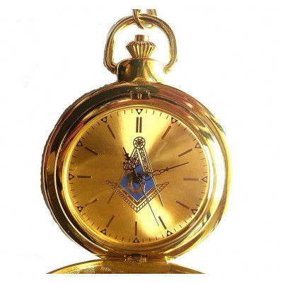 Ceas de Buzunar cu simboluri masonice - Auriu foto