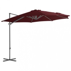 vidaXL Umbrelă &icirc;n consolă cu st&acirc;lp din oțel, roșu bordo, 300 cm