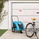 VidaXL Remorcă de bicicletă animale companie, albastru, oxford/fier