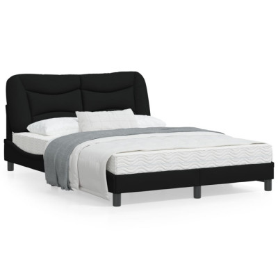 vidaXL Cadru de pat cu tăblie, negru, 140x190 cm, textil foto