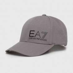 EA7 Emporio Armani șapcă de baseball din bumbac culoarea gri, cu imprimeu