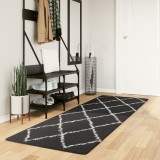 vidaXL Covor pufos &quot;PAMPLONA&quot; fire &icirc;nalte negru/crem modern 80x250 cm