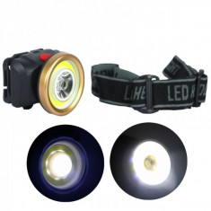 Lanterna Frontala LED 1W si COB LED 1W pe Baterii AS0507 foto