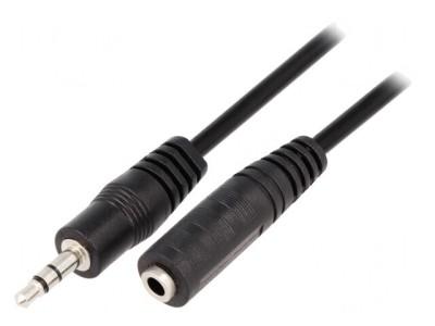 Cablu Audio Jack 3.5mm Soclu-Mufă 3m Negru PVC foto