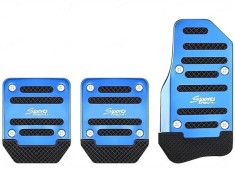 Set 3 pedale auto aluminium, antiderapante, design sport, albastru foto