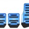 Set 3 pedale auto aluminium, antiderapante, design sport, albastru