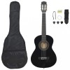 Set Chitara Clasica Incepatori vidaXL, 8 Piese, Negru, 1/2 (34), Husa, Curea, Pene, Diapazon, Corzi