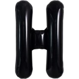 Balon folie metalizata litera h, flippy, 40 cm, umflati cu heliu sau aer, ambalaj individual, pai inclus, negru
