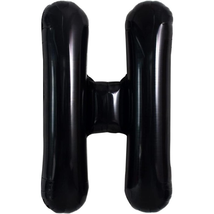 Balon folie metalizata litera h, flippy, 40 cm, umflati cu heliu sau aer, ambalaj individual, pai inclus, negru