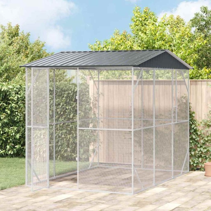 vidaXL Cușcă pentru păsări Antracit 227 x 310 x 247 cm Oțel galvanizat 3325160