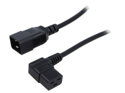 Cablu IEC C19 mamă unghiat la IEC C20 tată, 1,8m, 3x1,5mm&amp;sup2; PVC foto