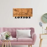 Decoratiune de perete, London v2, lemn/metal, 58 x 30 cm, negru/maro, Enzo