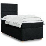 VidaXL Pat box spring cu saltea, negru, 90x200 cm, textil 3293458