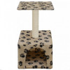 Ansamblu pisici, st&acirc;lp funie sisal, bej, 55 cm, imprimeu lăbuțe