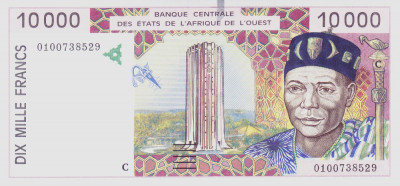 Bancnota Statele Africii de Vest 10.000 Franci 2001 - P314Ca UNC ( Burkina Faso) foto