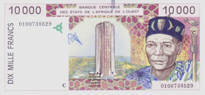 Bancnota Statele Africii de Vest 10.000 Franci 2001 - P314Ca UNC ( Burkina Faso - vezi descriere )