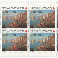 Franta 1991 - crucea rosie, 10 neuzate in carnet filatelic